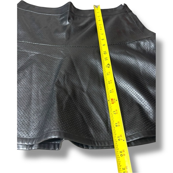 Ann Taylor Black Faux Leather A-Line Fit and Flare Mini Skirt - Picture 5 of 13
